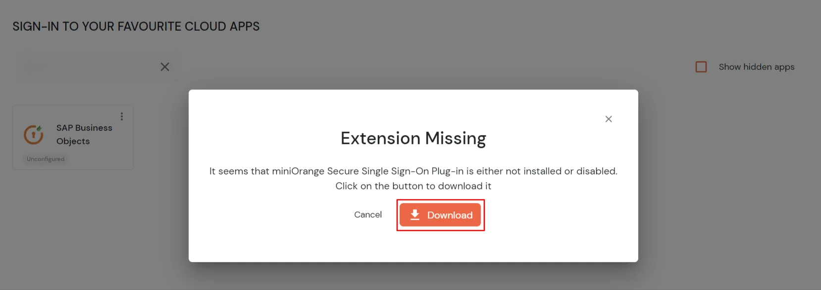 SAP BusinessObjects Single Sign-On (SSO) Download Extension