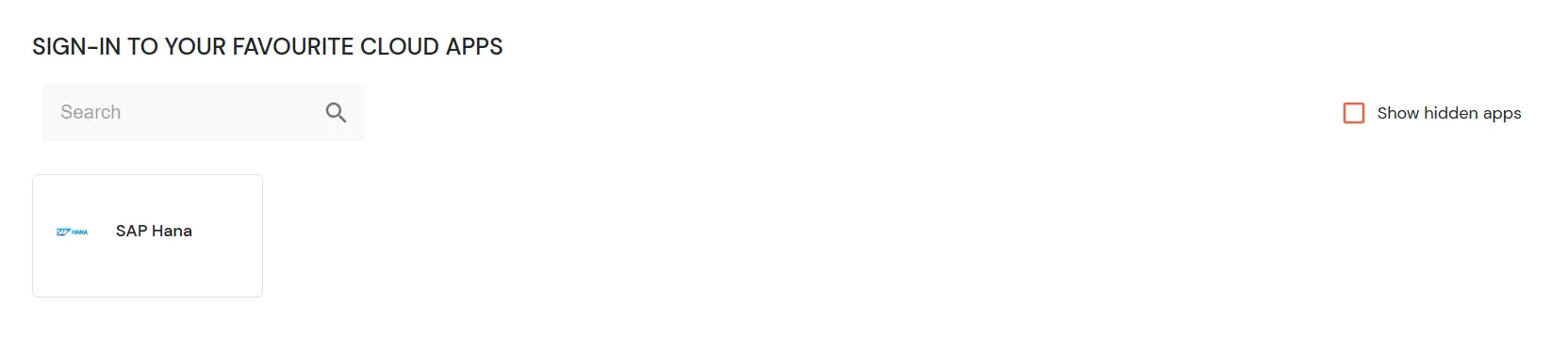 SAP HANA Single Sign-On (SSO) manage apps