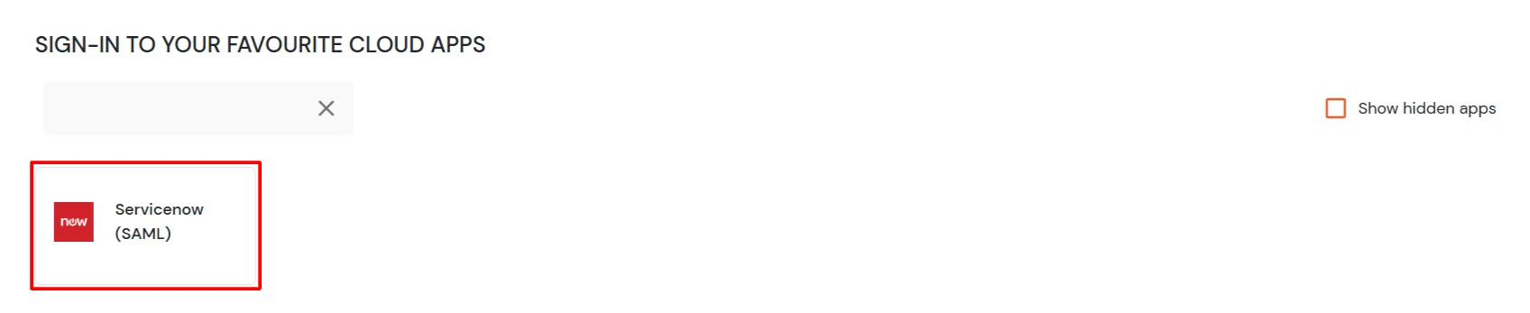 ServiceNow Single Sign-On (SSO) manage apps