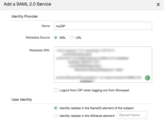 Showpad Single Sign-On (SSO) using miniOrange - enter idp metadata