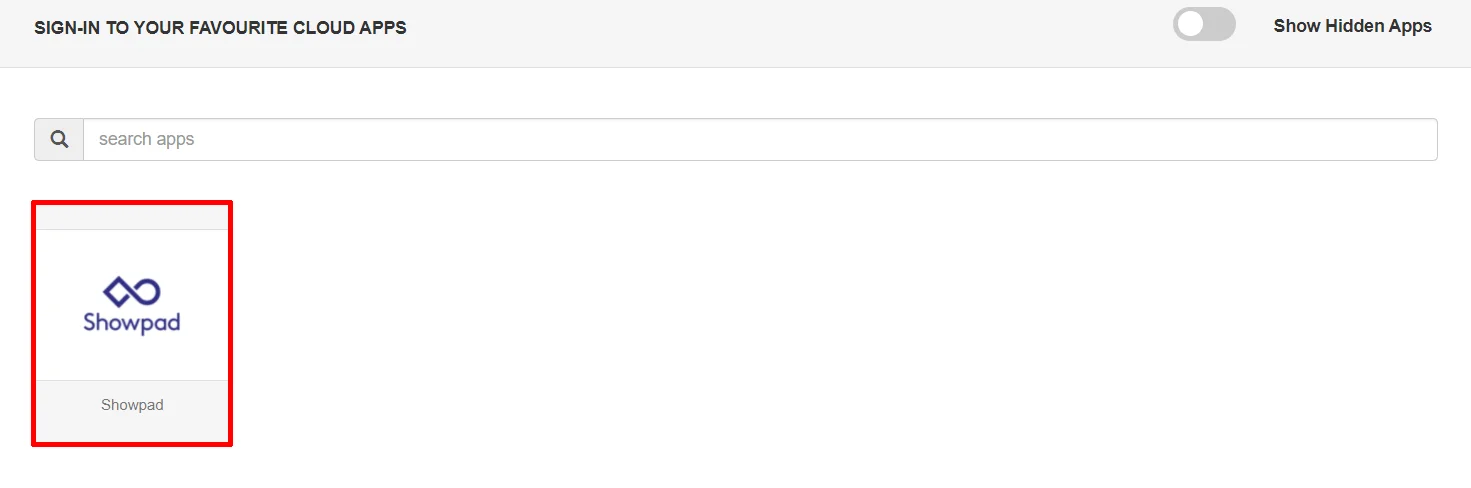 Showpad Single Sign-On (SSO) manage apps