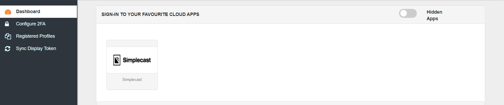 Simplecast Single Sign-On (SSO) manage apps