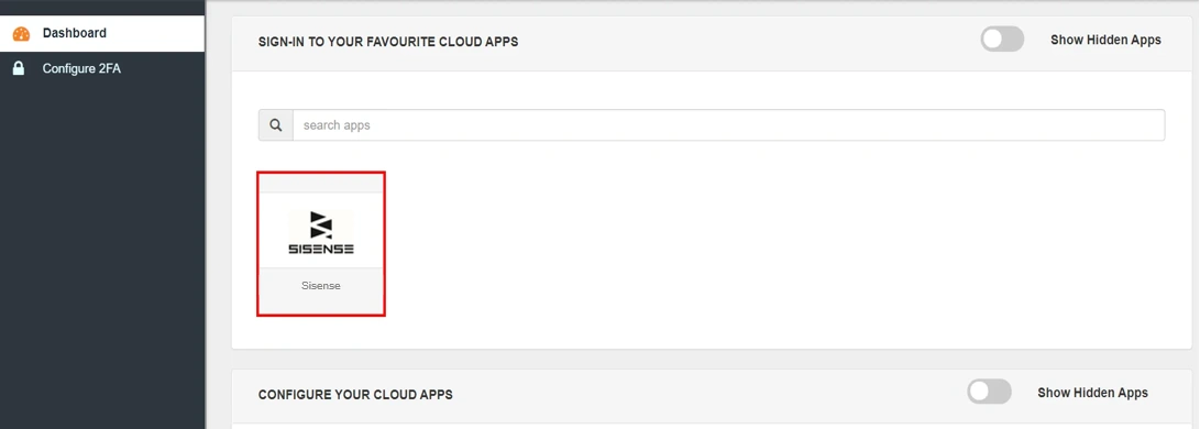Sisense Single Sign-On (SSO) manage apps