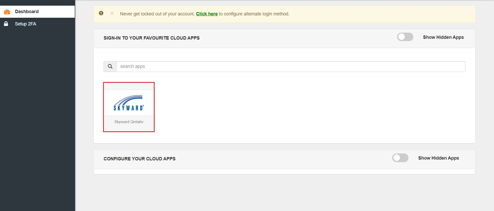 Skyward Qmlativ Single Sign-On (SSO) manage apps