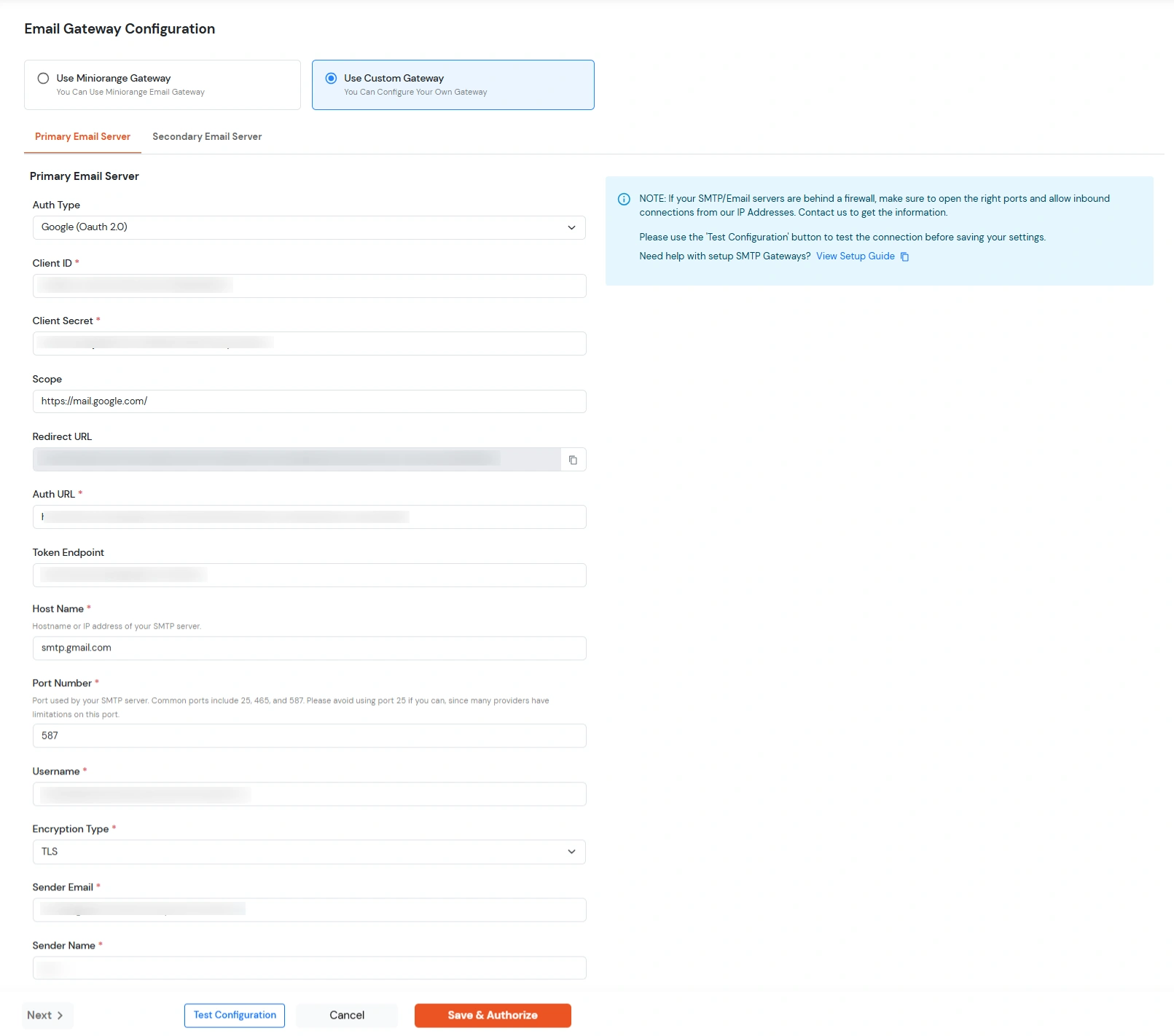 Use Custom Gateway Configuration