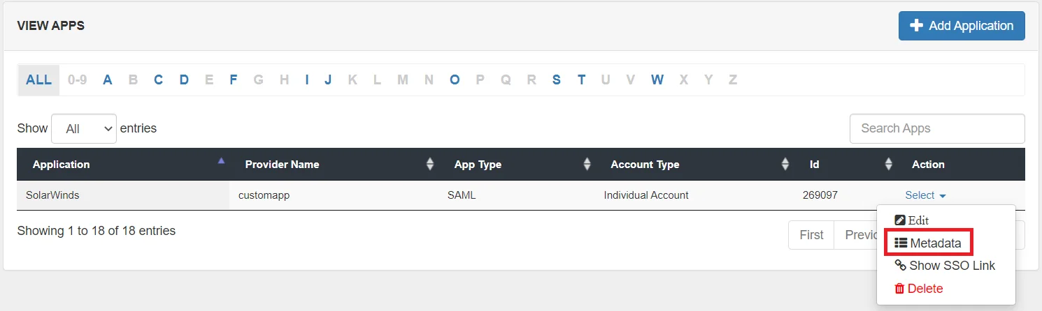 Solarwinds Single Sign-On (sso) Select Metadata