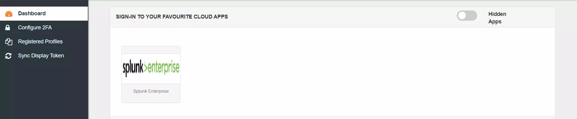 Splunk Enterprise Single Sign-On (SSO) manage apps