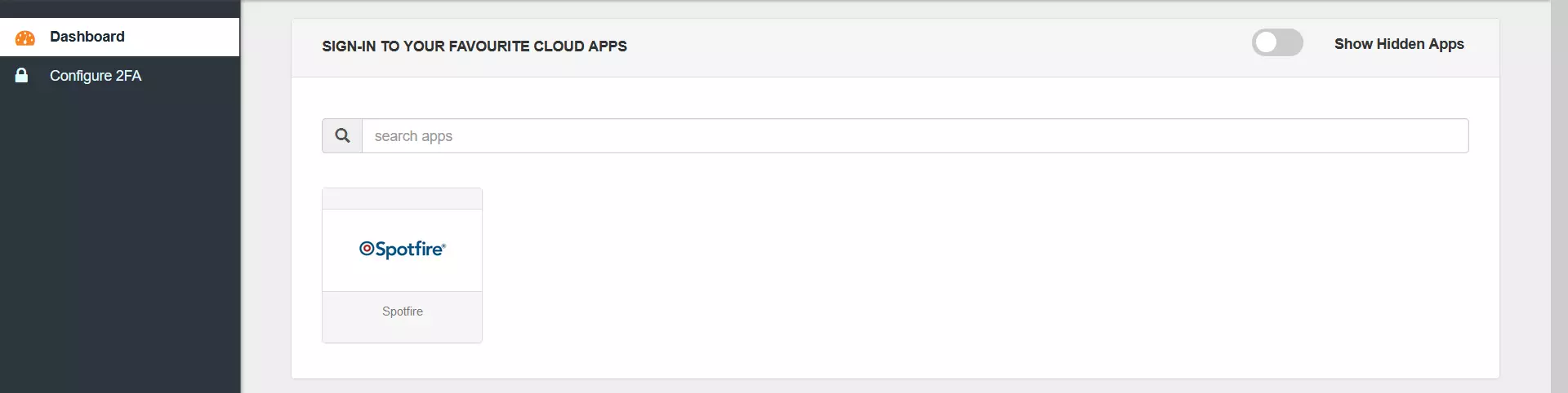 Spotfire Single Sign-On (SSO) manage apps