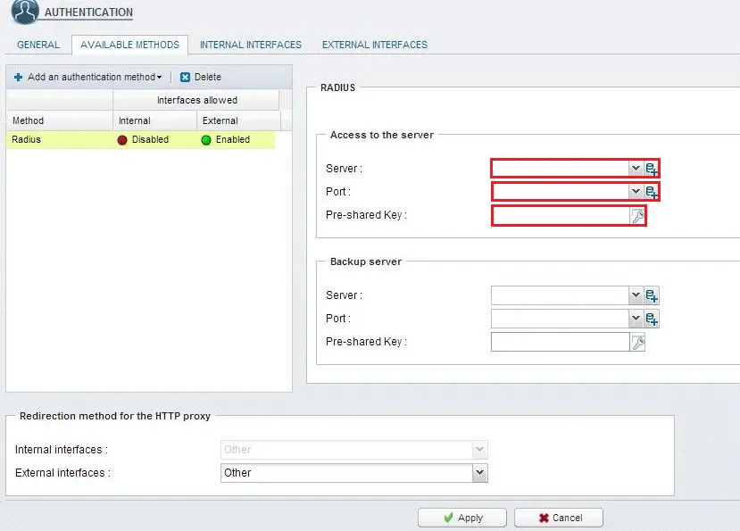 Two-factor authentication (2FA) for Stormshield VPN : Configuration for Radius server