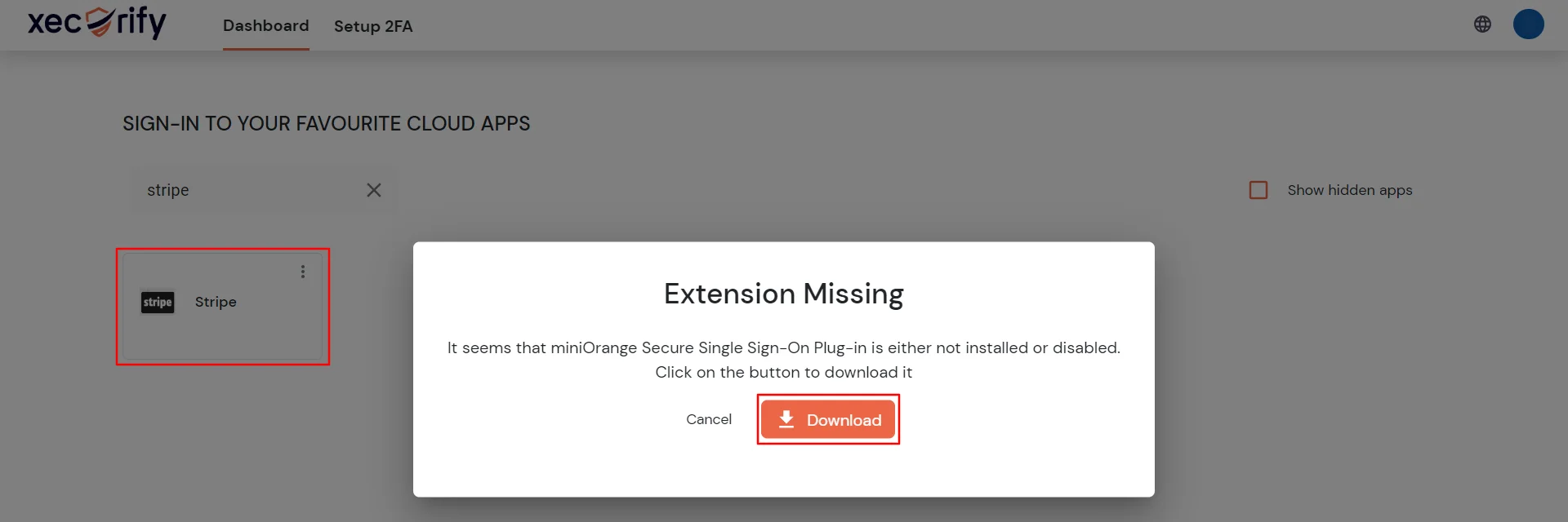 Stripe Single Sign-On (SSO) Download Extension