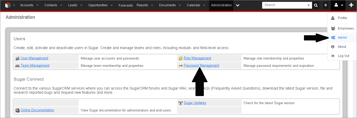 Sugarcrm Single Sign On (SSO) enter admin details