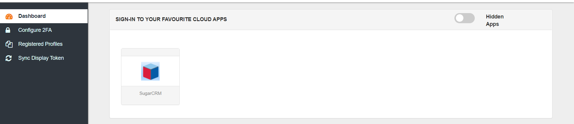 SugarCRM Single Sign-On (SSO) manage apps