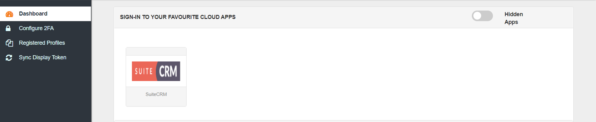 SuiteCRM Single Sign-On (SSO) manage apps