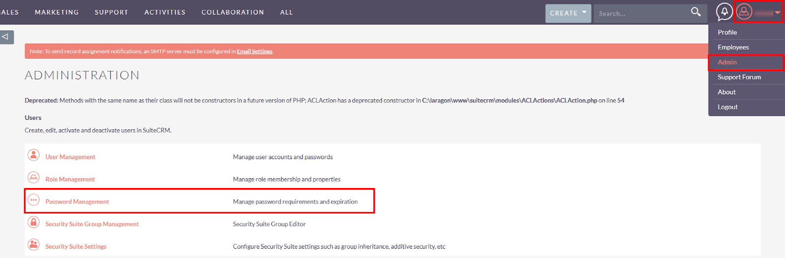 go to password management