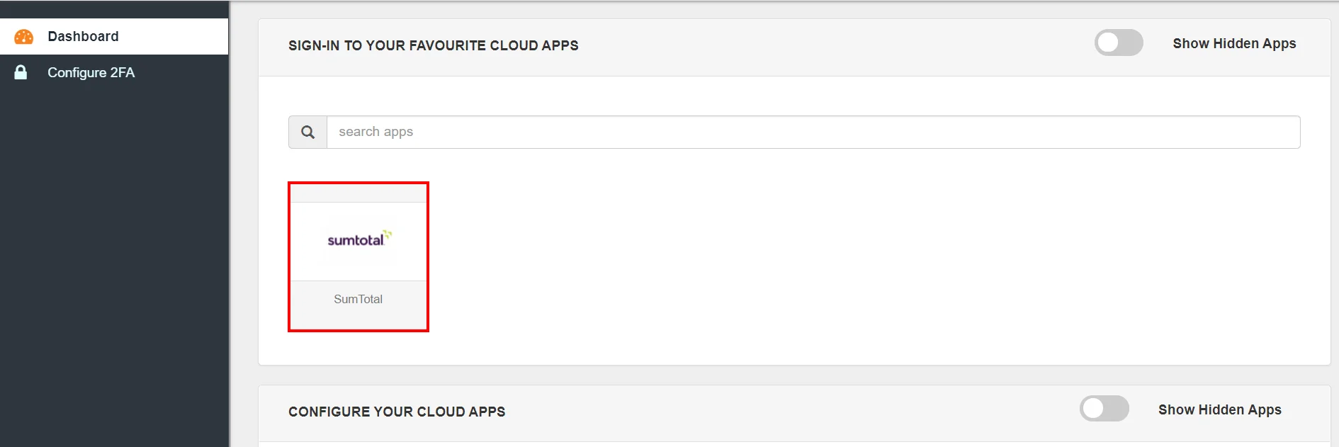 SumTotal Single Sign-On (SSO) manage apps