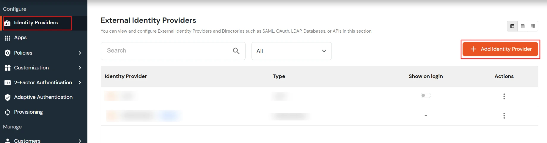 miniOrange Identity Platform Partner Portal Handbook: Add Identity Providers