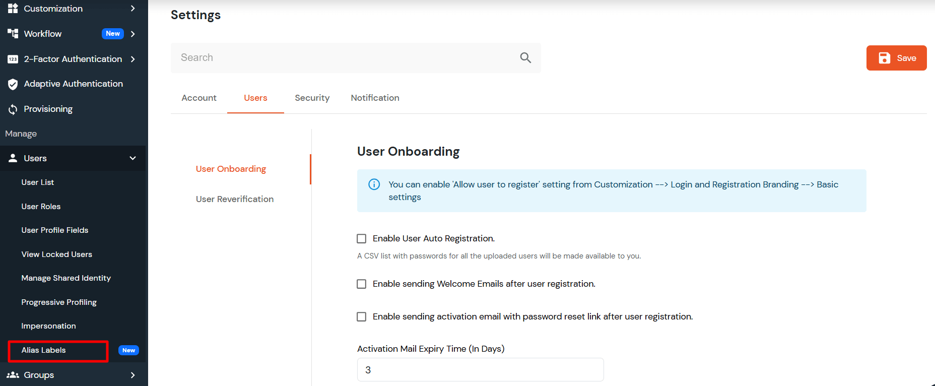 miniOrange Admin Handbook: Manage Alias