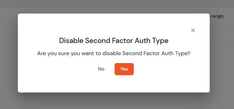 Disable Second Factor Confirmation