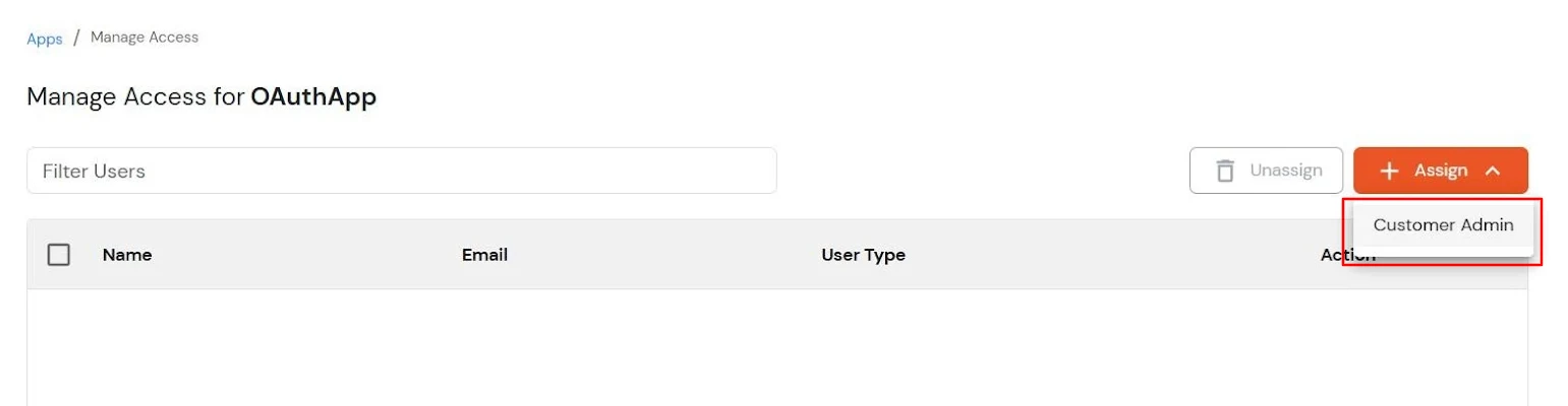 miniOrange Identity Platform Partner Portal Handbook: Assign Customer Admin interface