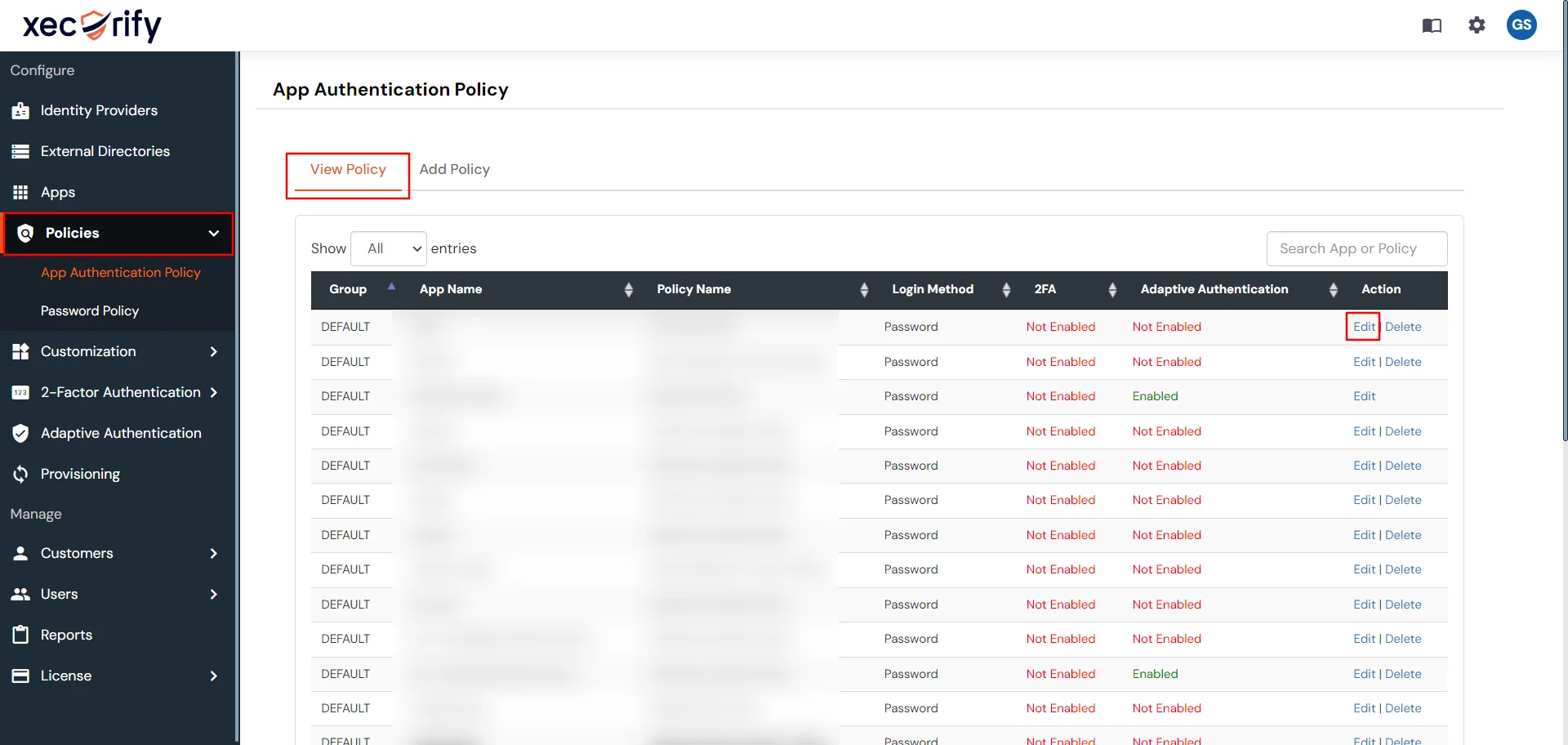 miniorange Identity Platform Partner Portal Handbook: Edit policy