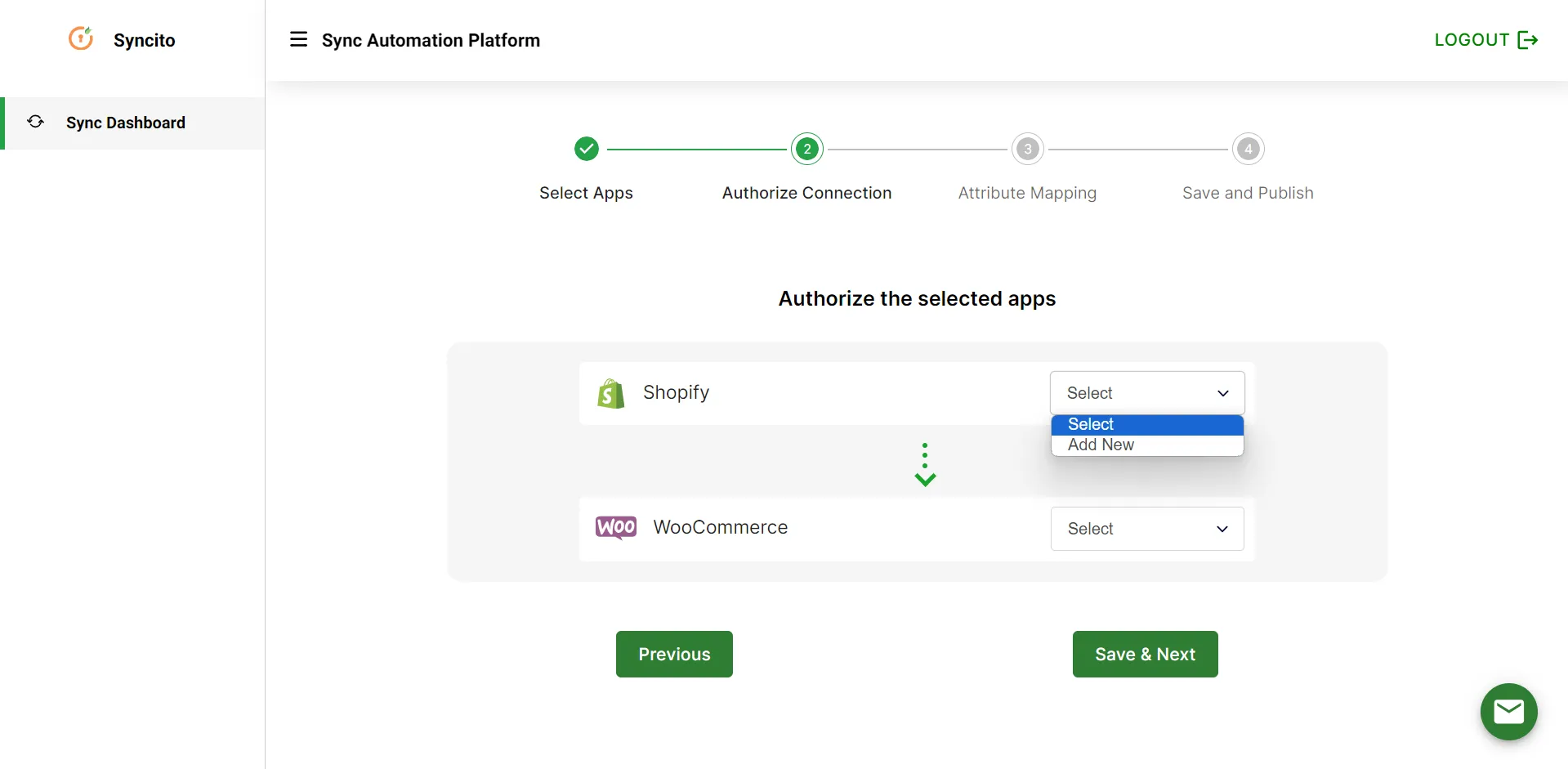 Shopify WooCommerce Integration - add new shopify store