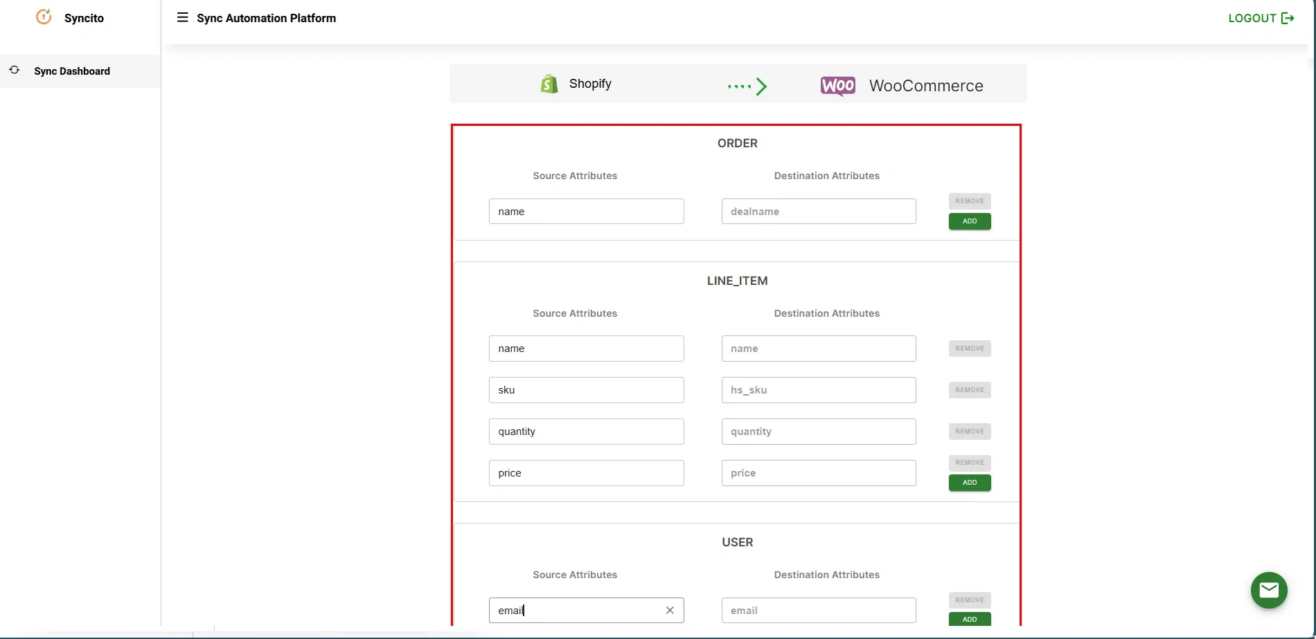 Shopify WooCommerce Integration - shopify attribute mapping order