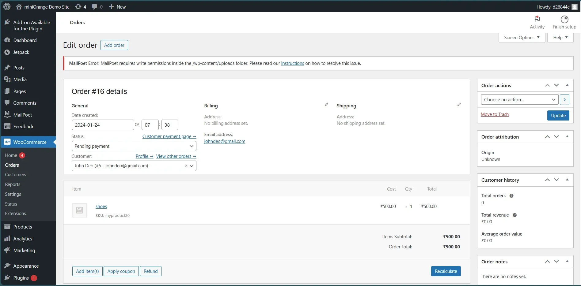 Shopify WooCommerce Integration - order check