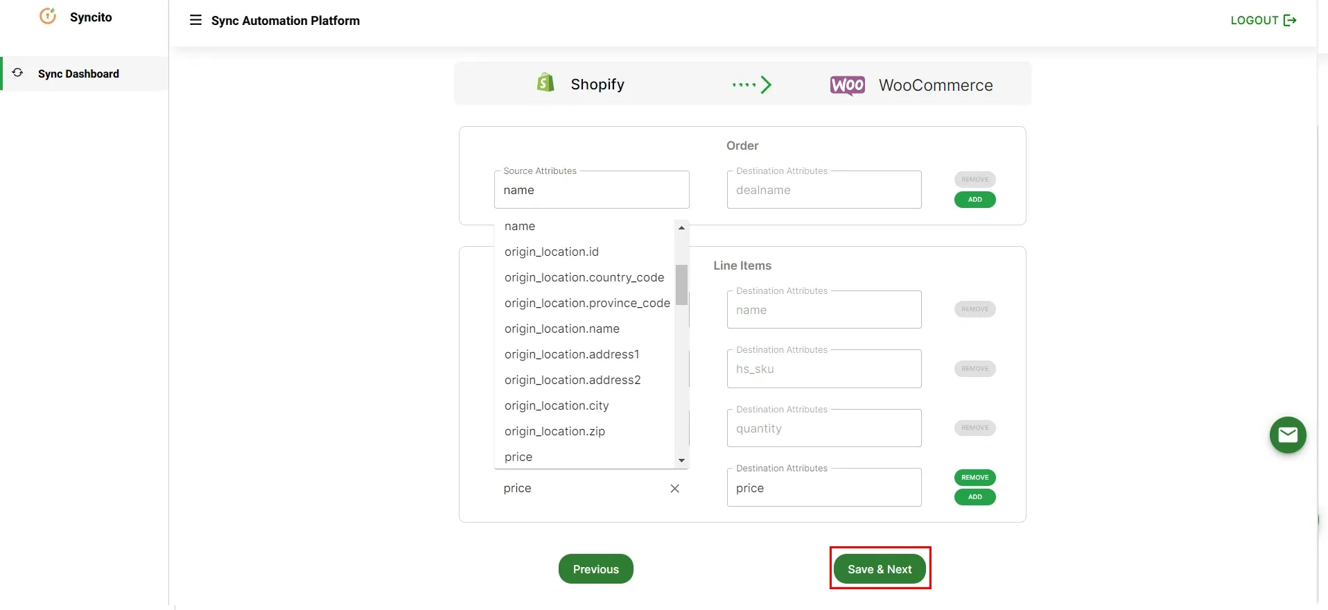Shopify WooCommerce Integration - order save next