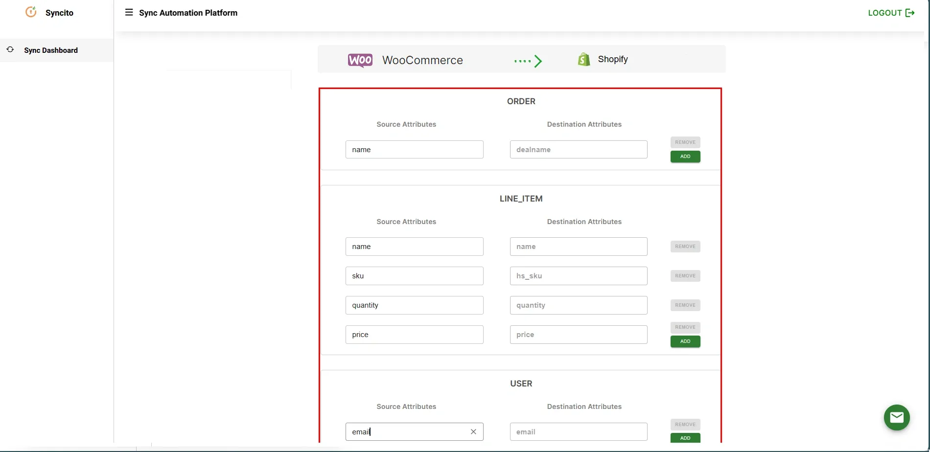 Shopify WooCommerce Integration - attr map order