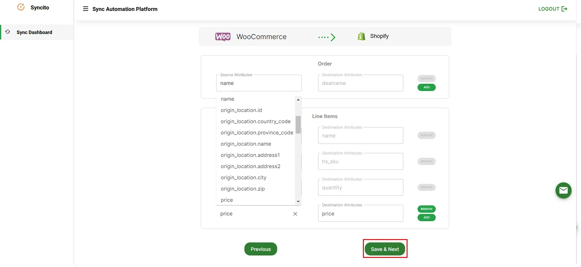 Shopify WooCommerce Integration - order save next