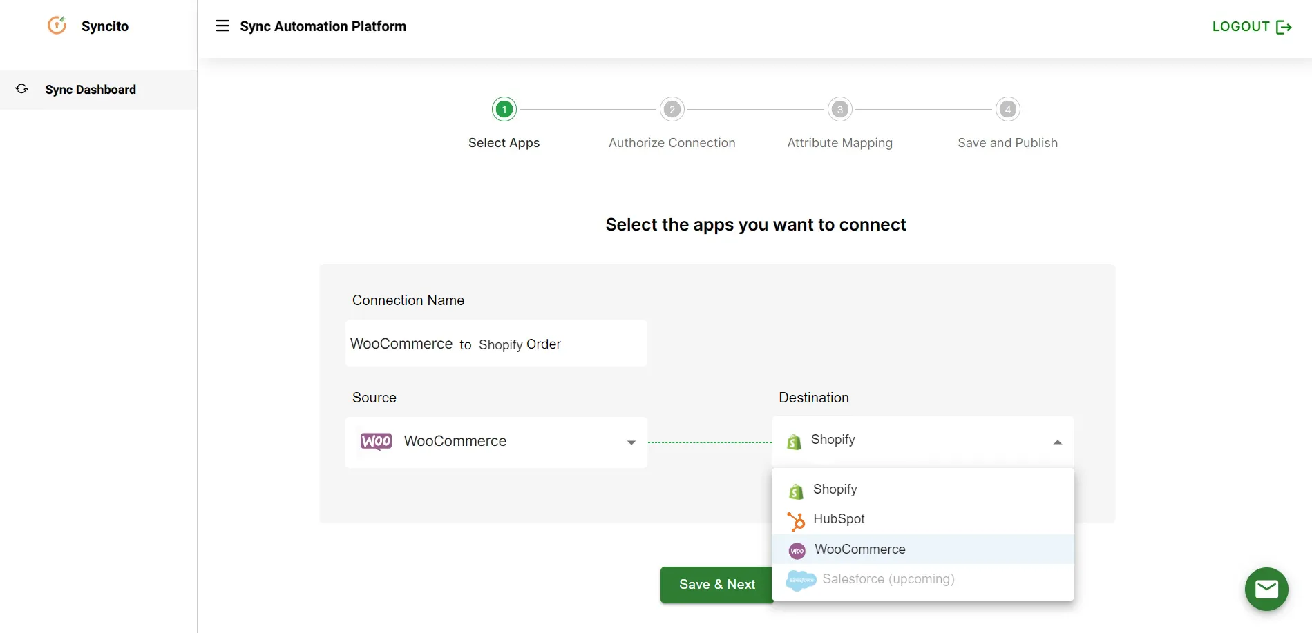 Shopify WooCommerce Integration - select applications