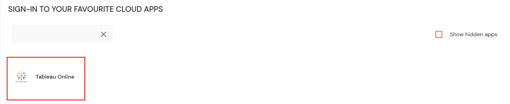 Tableau Online Single Sign-On (SSO) manage apps
