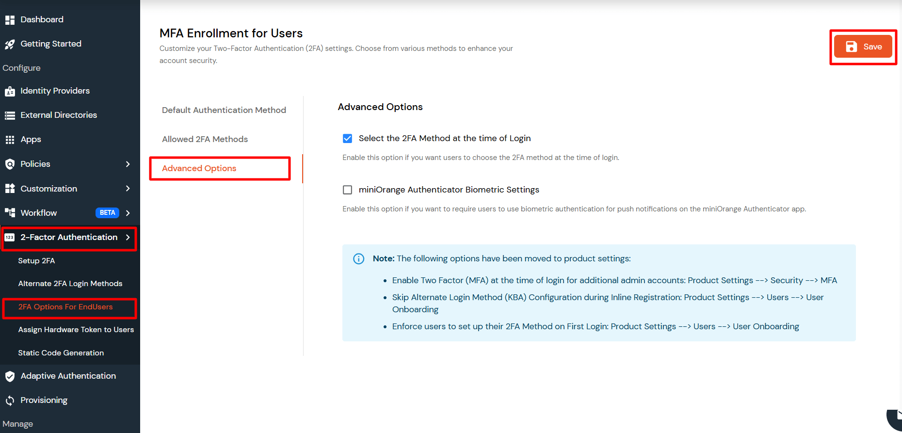 Customize Advance options method for End User