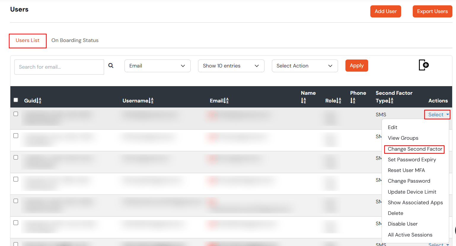Multi-Factor/2FA Two-Factor authentication for RD Web: User list(Reset second factor)
