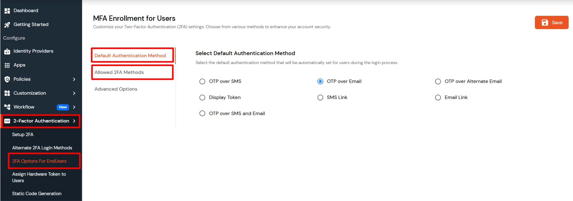 MFA/Two-Factor Authentication(2FA) for   Configure 2FA Panel