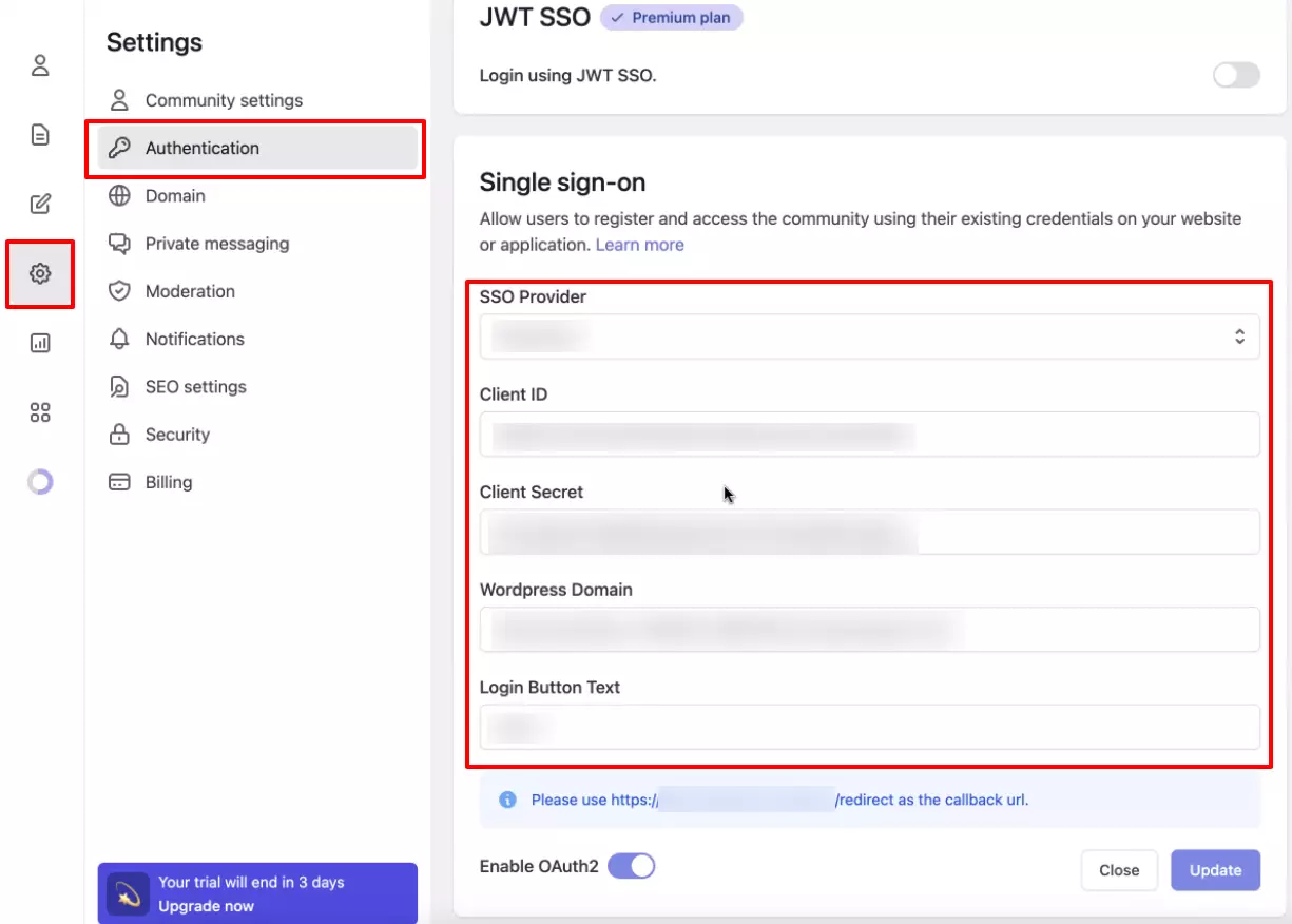 Single Sign-On (sso)for Tribe install oauth2 sso