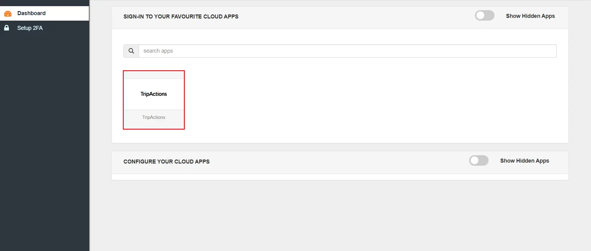 TripActions Single Sign-On (SSO) manage apps