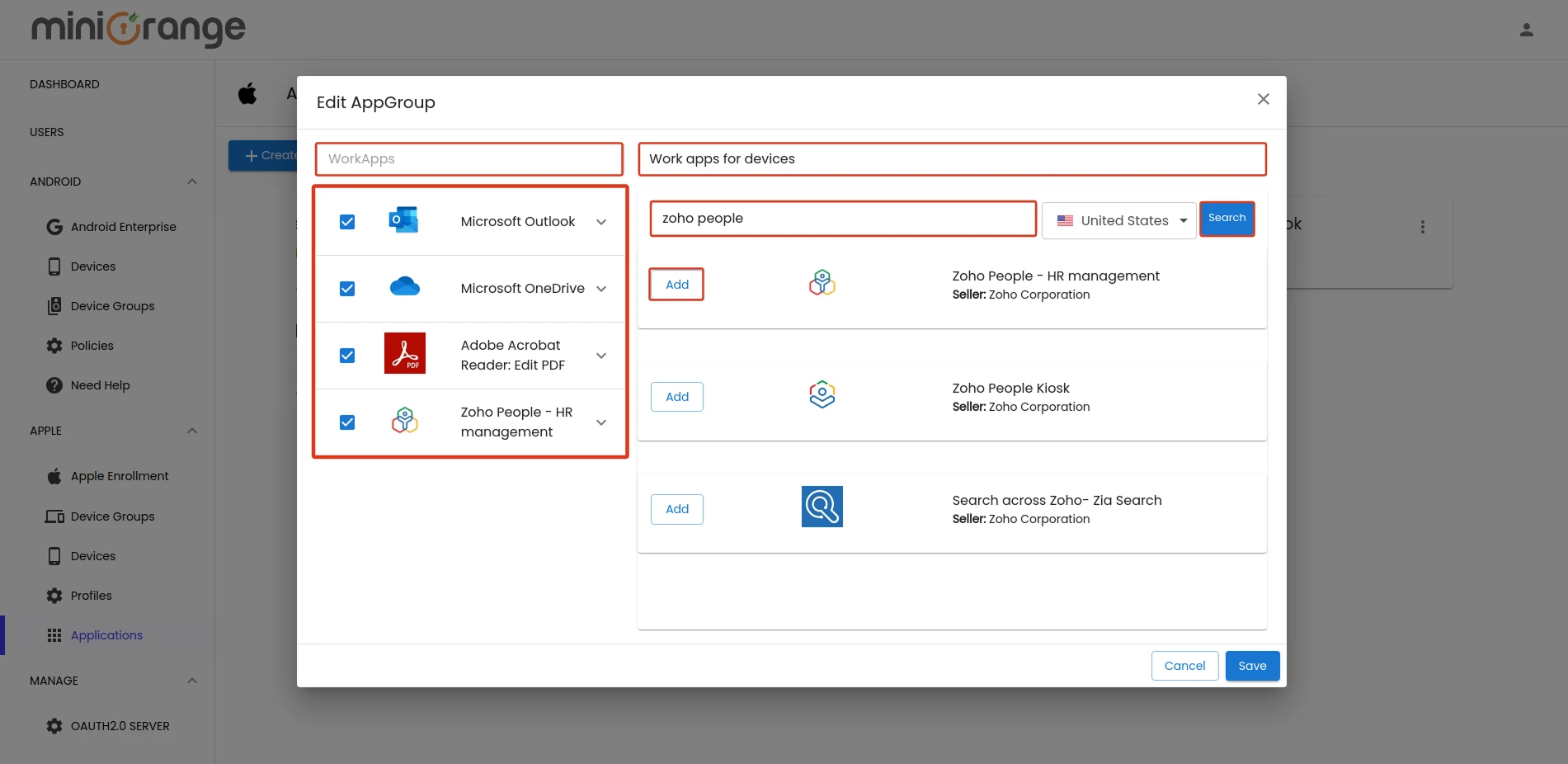 Configure Add Group for Work Apps