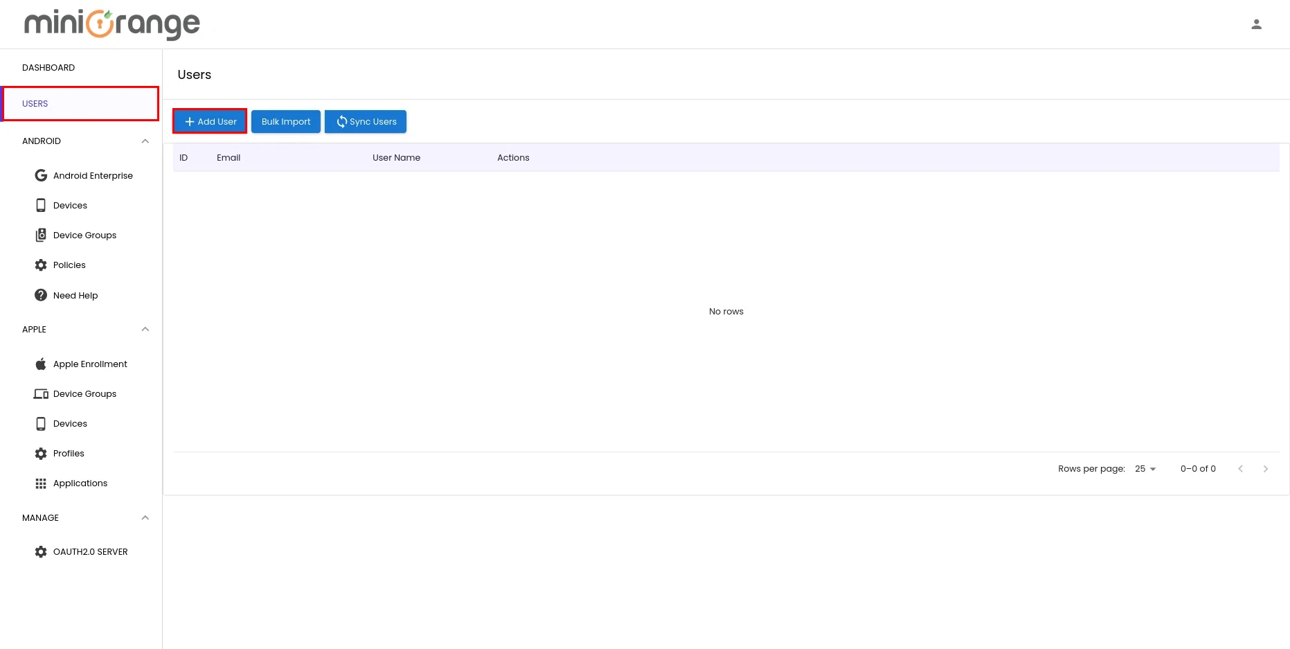 Create new user android MDM