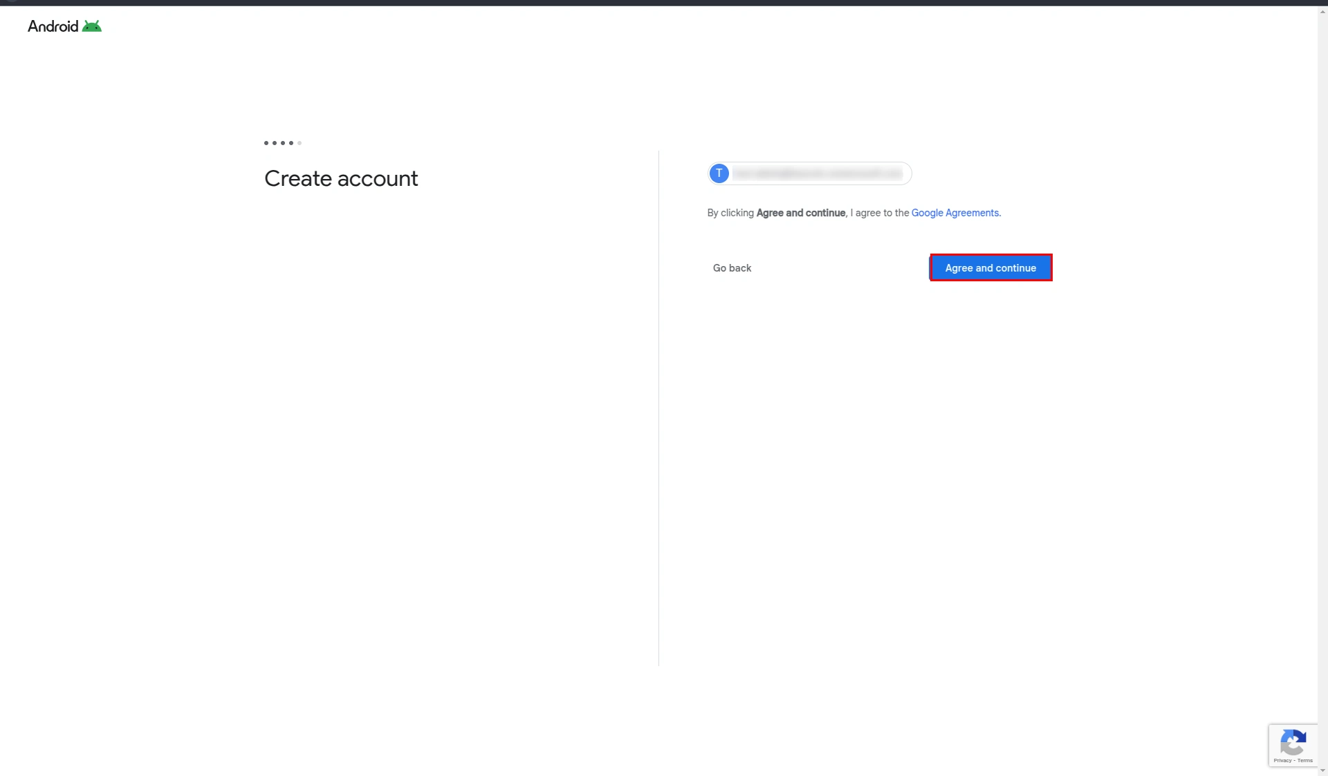 Android for Work registration MDM- click agree and continue