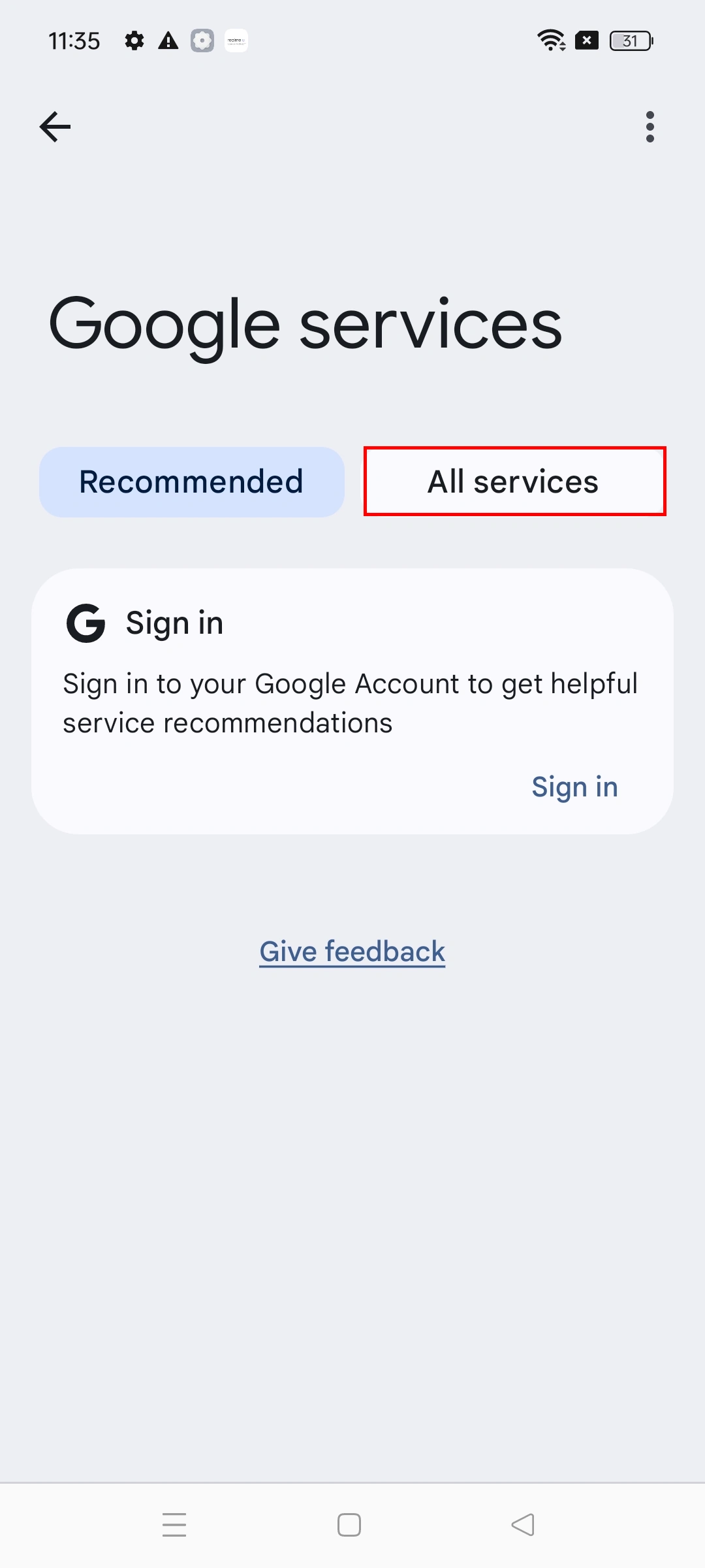 Enroll Android Devices into MDM- click on all services