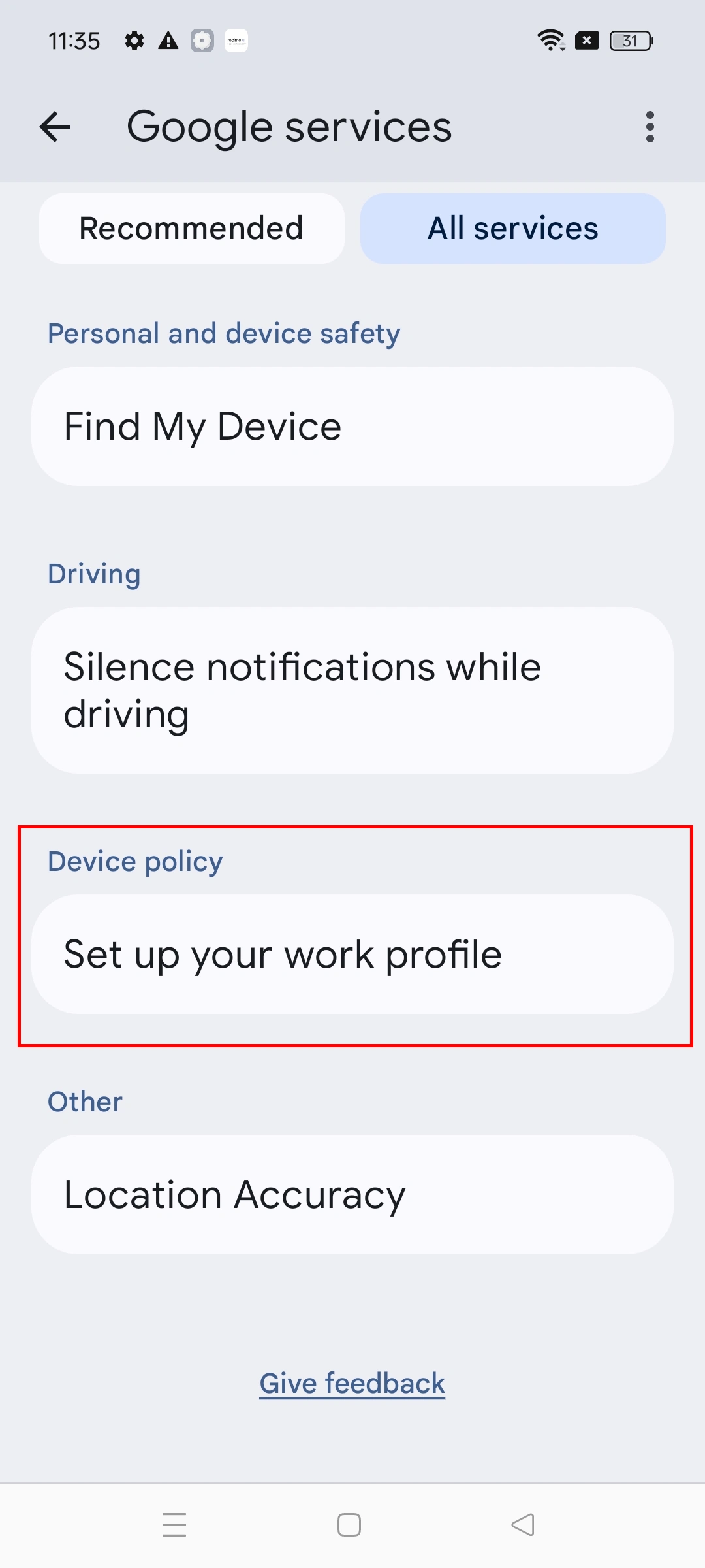 Enroll Android Devices into MDM- set up profile