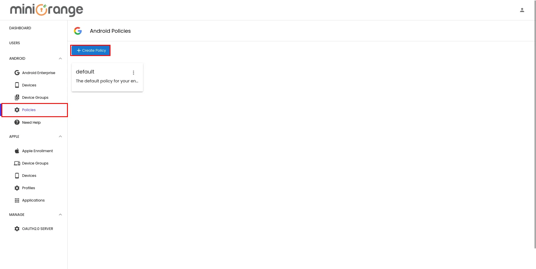 Enroll Android Devices into MDM- create policy