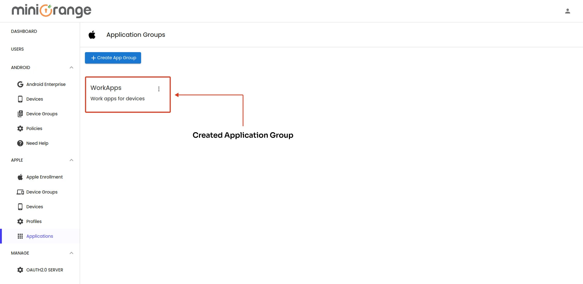 Created Work Applications Group for iOS