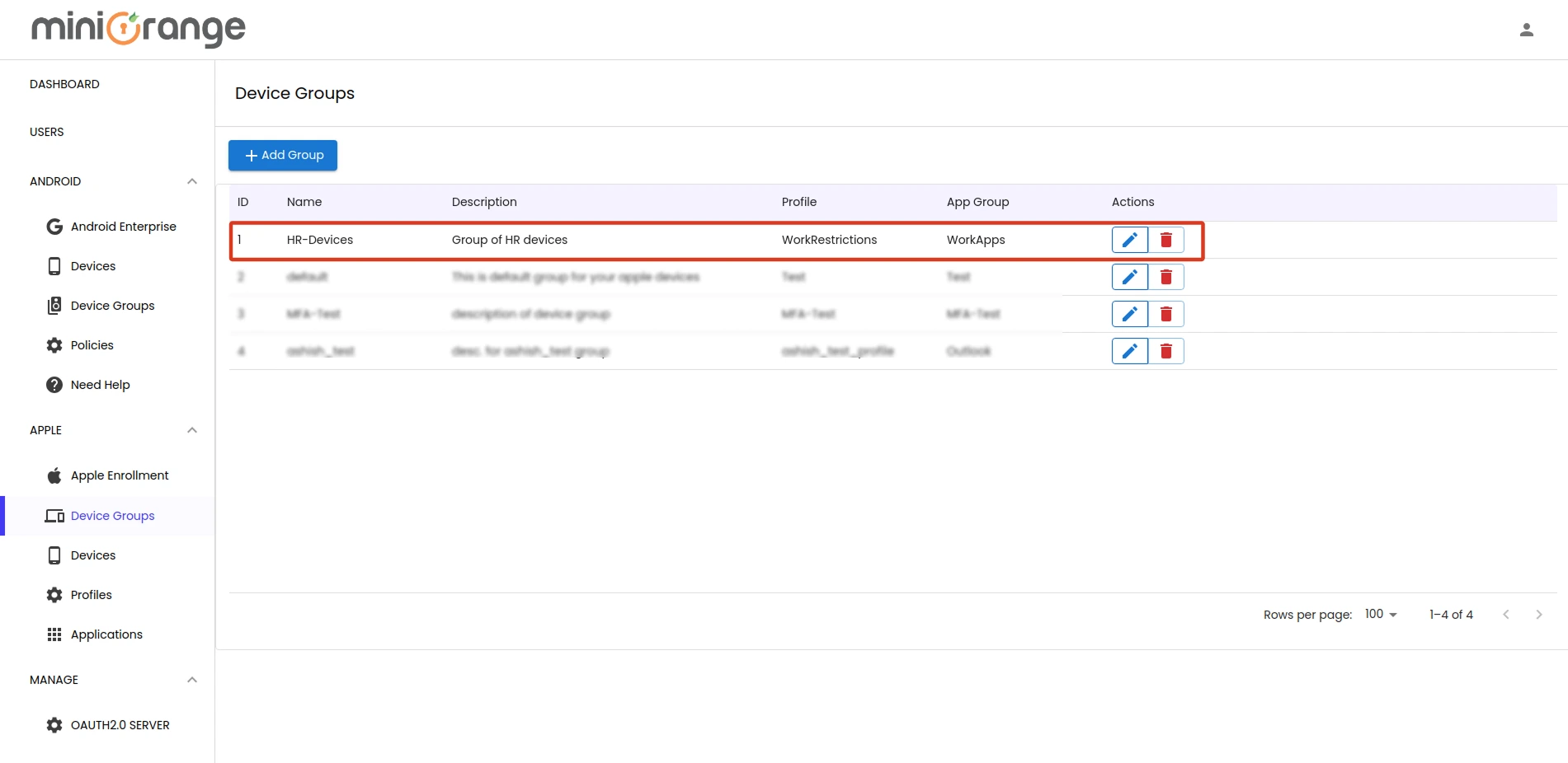 Created iOS MDM Device Group