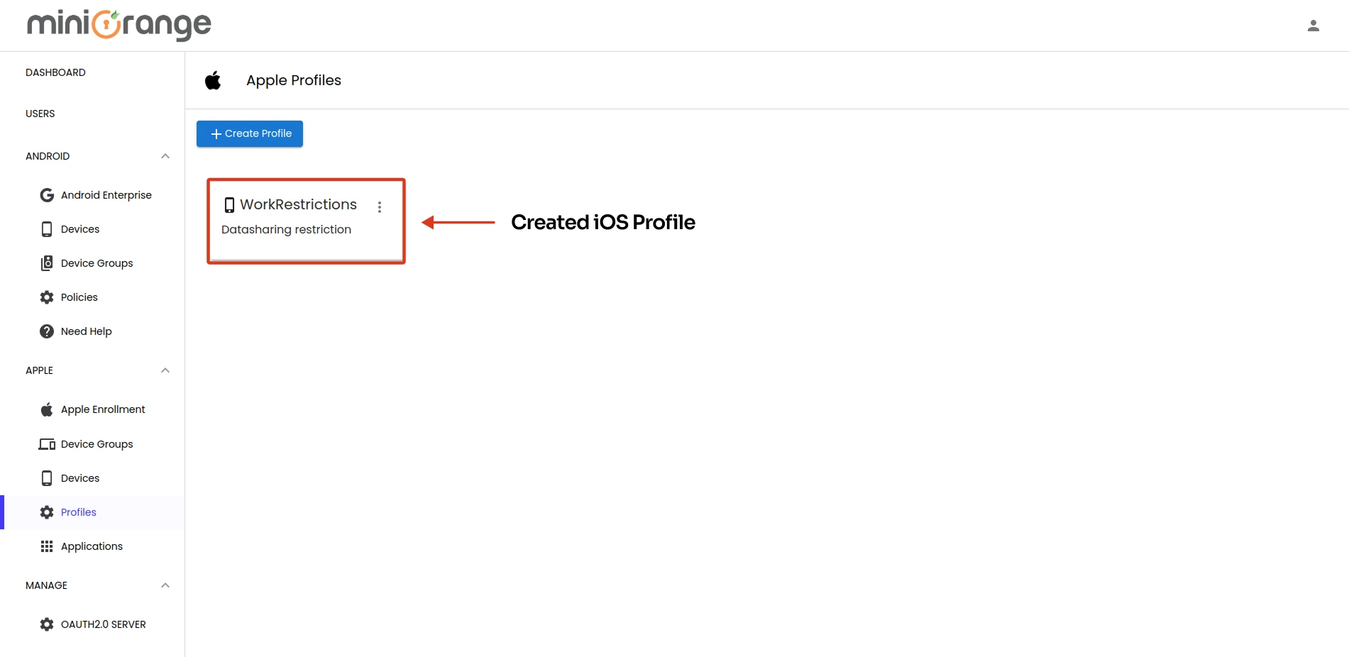 Created MDM iOS Profile