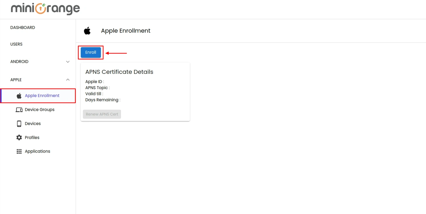 Android Enterprise Register dashboard