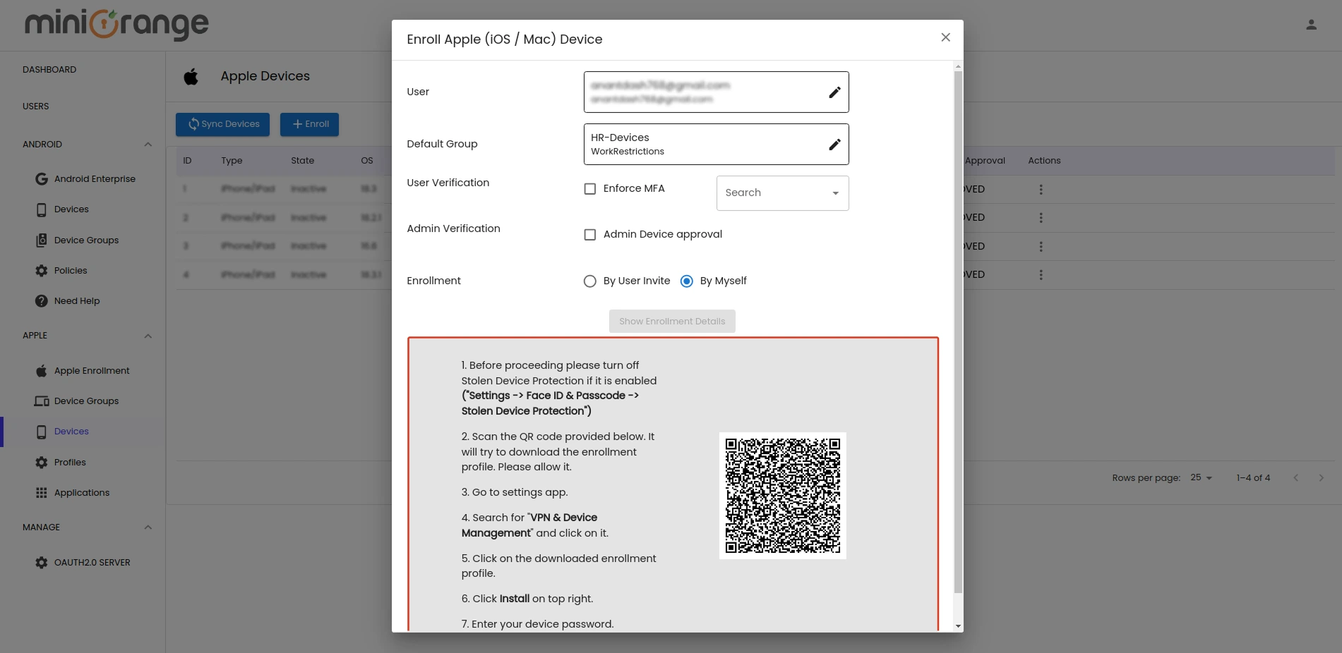 Enroll Device By Myself Scan QR