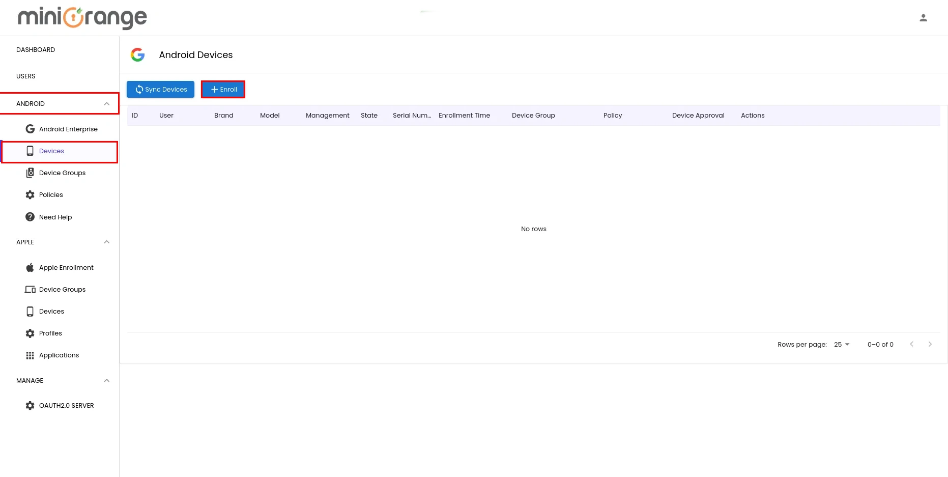 enrollment android devices