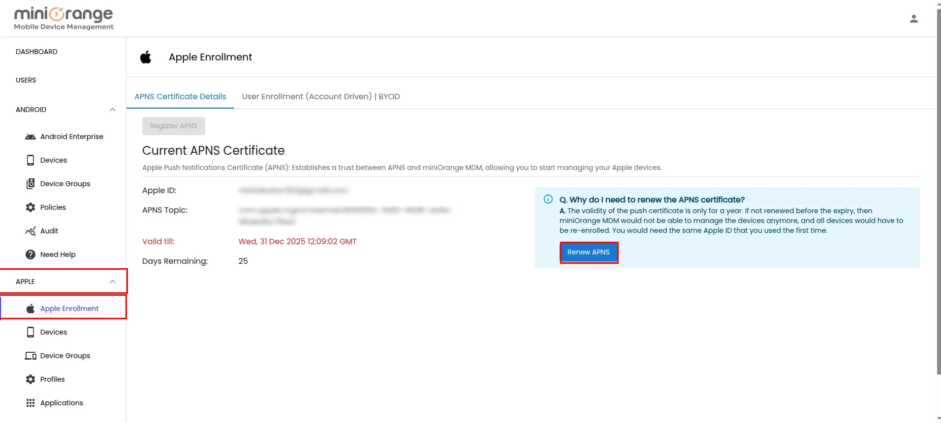 Go to apple enrollment